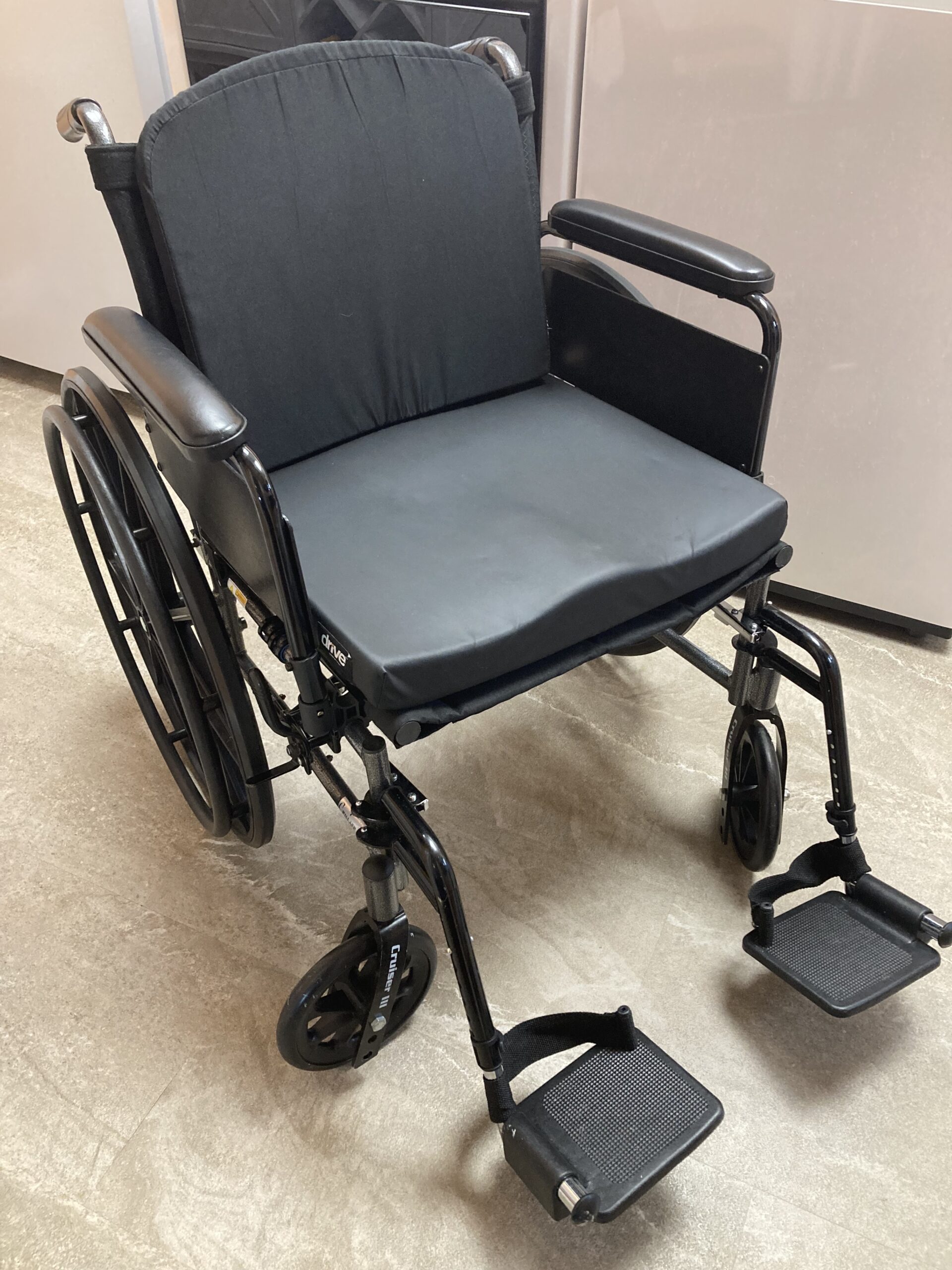 Black Drive brand wheelchair with leg rests