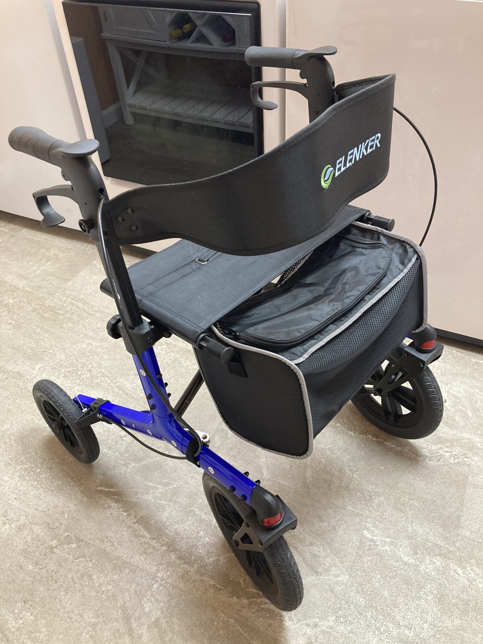 Blue Elenker brand 4-wheel rolling walker